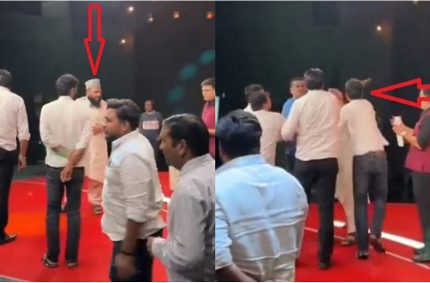 Maulana Sajid Rashidi slapped by a SP worker