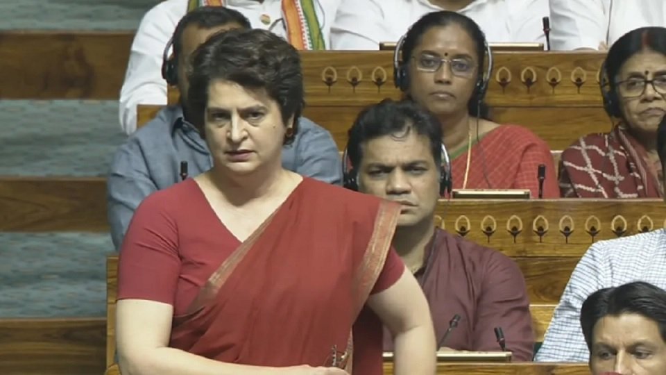 Priyanka Gandhi cornered the government in Lok Sabha today
