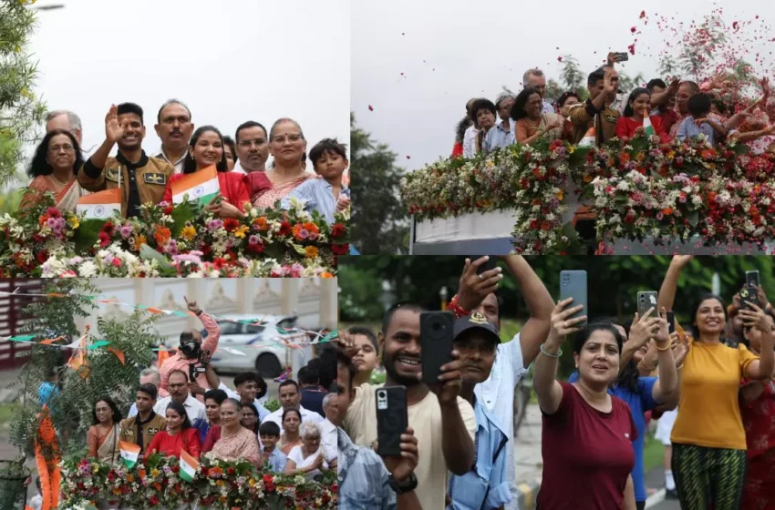 लखनऊ में अंतरिक्ष यात्री शुभांशु शुक्ला का ऐतिहासिक स्वागत, सीएमएस स्कूल के छात्रों ने किया अभिनंदन